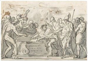 Jacques Louis David - Sketch Of A Triumphal Procession, And A Study For The Figure Of Alexander