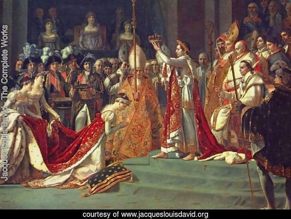 Anointing of Napoleon I and Coronation of the Empress Josephine. Napoleon stands behind Pope Pius VII