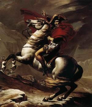 Jacques Louis David - Bonaparte, Calm on a Fiery Steed, Crossing the Alps 1801