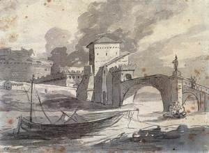 Jacques Louis David - View of the Tiber and Castel St Angelo 1776-77