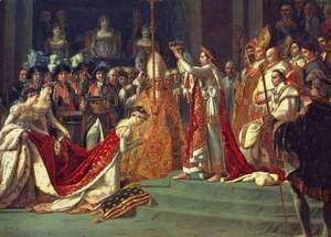 Anointing of Napoleon I and Coronation of the Empress Josephine. Napoleon stands behind Pope Pius VII