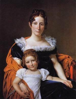 Jacques Louis David - Portrait of the Comtesse Vilain XIIII and her Daughter 1816