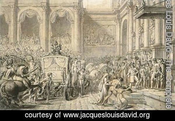 Jacques Louis David - The Arrival at the Hotel de Ville 1805